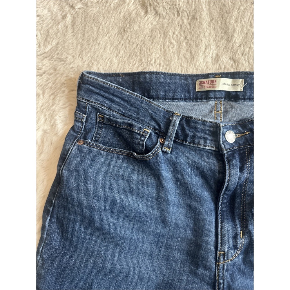 Signature Levi Strauss High Rise Skinny Jeans Women Blue Size W32 L32 - Picture 7 of 14